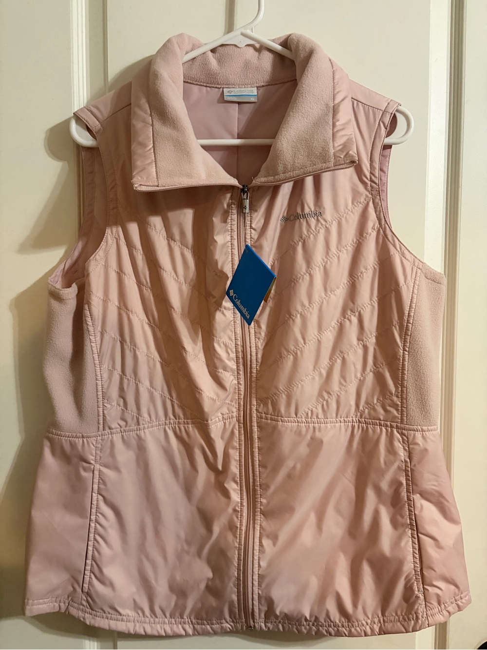 Columbia Light Pink Quilted Fleece-Trim Vest
